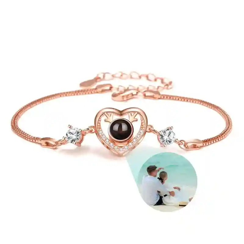 Custom Photo Bracelet Personalized Projection Bracelets with Picture Inside 100 Languages I Love You Stainless Steel Bracelet