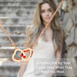 Personalized Titamium Steel Double Heart Shaped Necklace Engraving Text Customized Gift