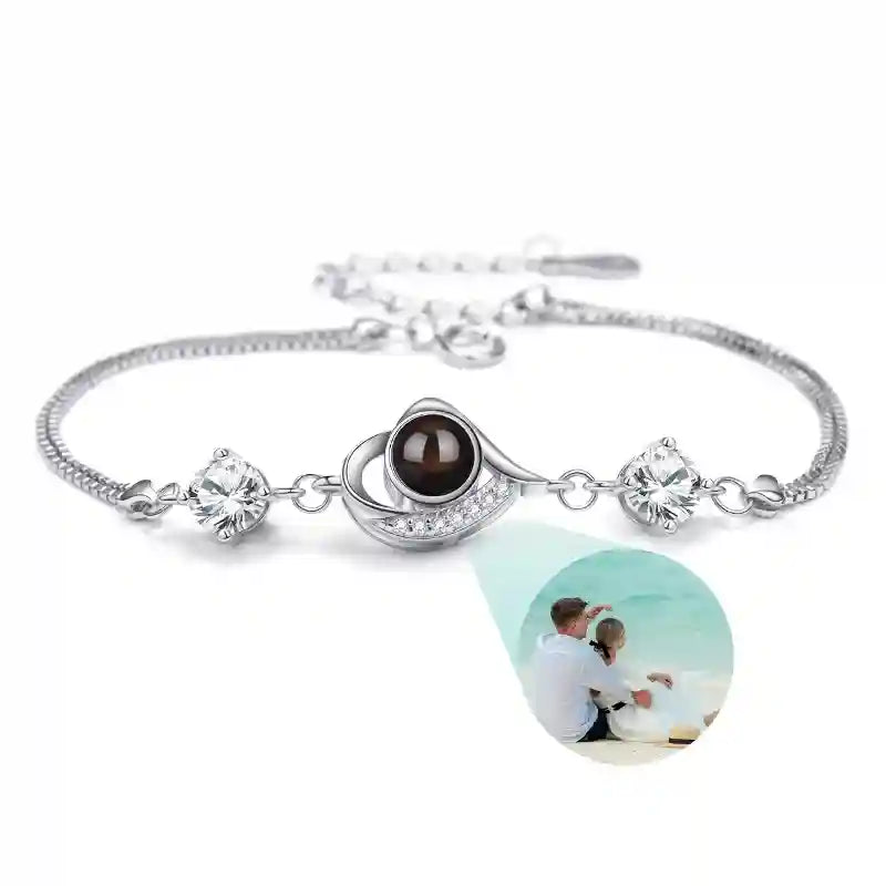 Custom Photo Bracelet Personalized Projection Bracelets with Picture Inside 100 Languages I Love You Stainless Steel Bracelet