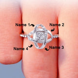 Personalized Clover Ring Custom Engravable 4 Names Copper Open Band for Gift