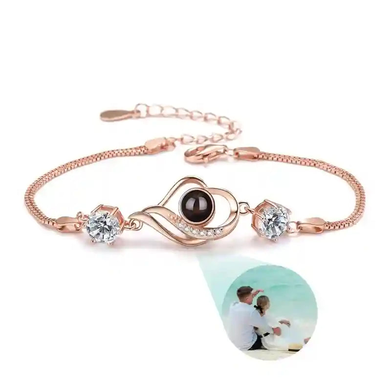 Custom Photo Bracelet Personalized Projection Bracelets with Picture Inside 100 Languages I Love You Stainless Steel Bracelet