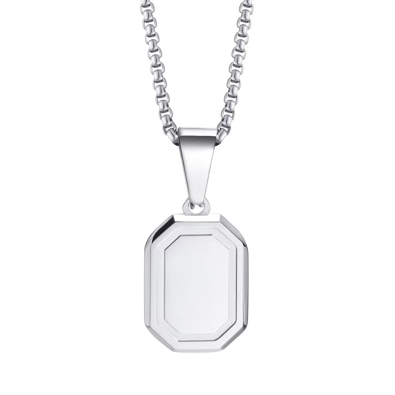 Personalized Geometric Stainless Steel Necklace Customized A-Z Letters Pendant