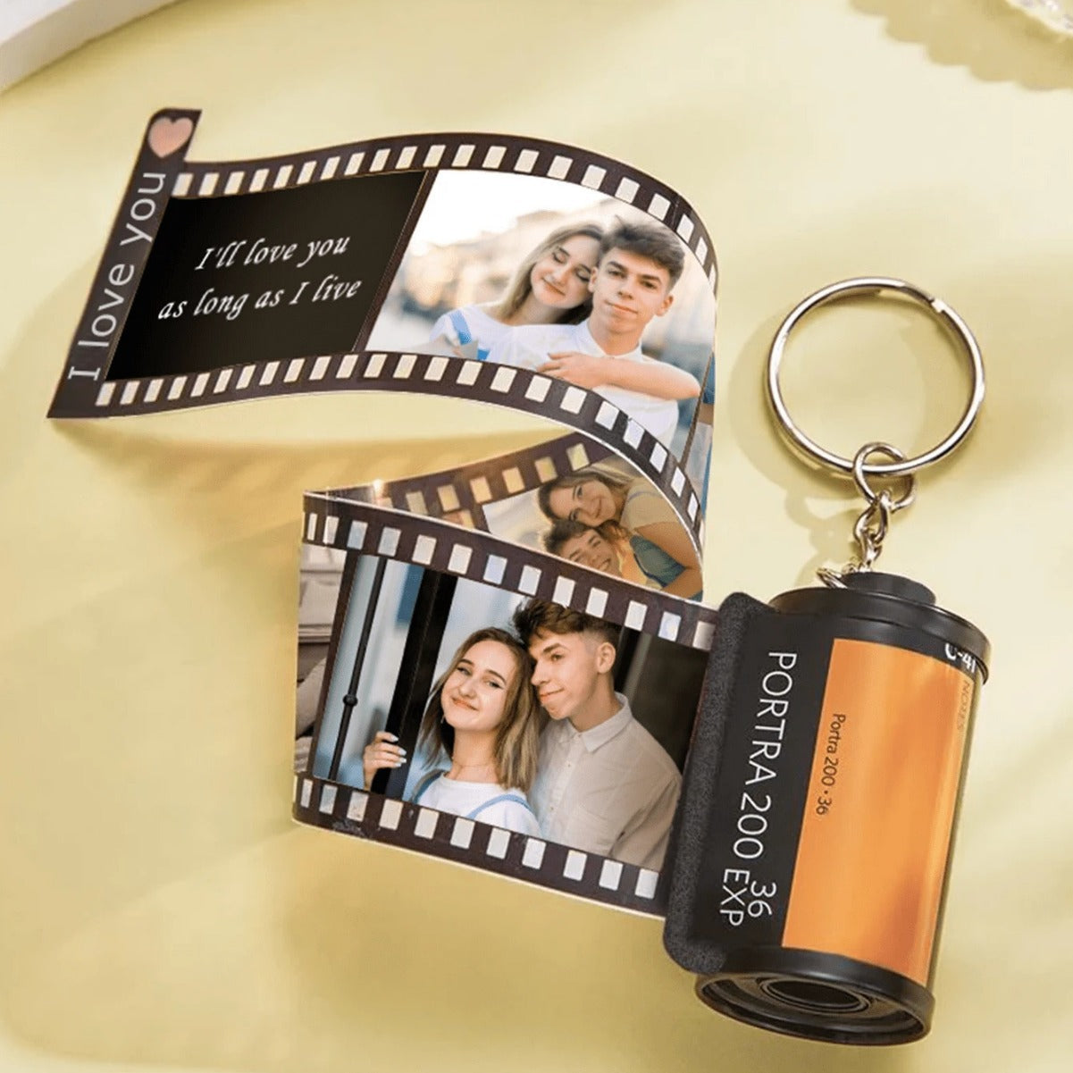 Custom Text For The Film Roll Keychain Personalized Picture with Reel Album Customized Gift