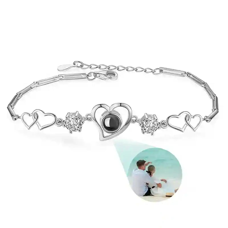 Custom Photo Bracelet Personalized Projection Bracelets with Picture Inside 100 Languages I Love You Stainless Steel Bracelet