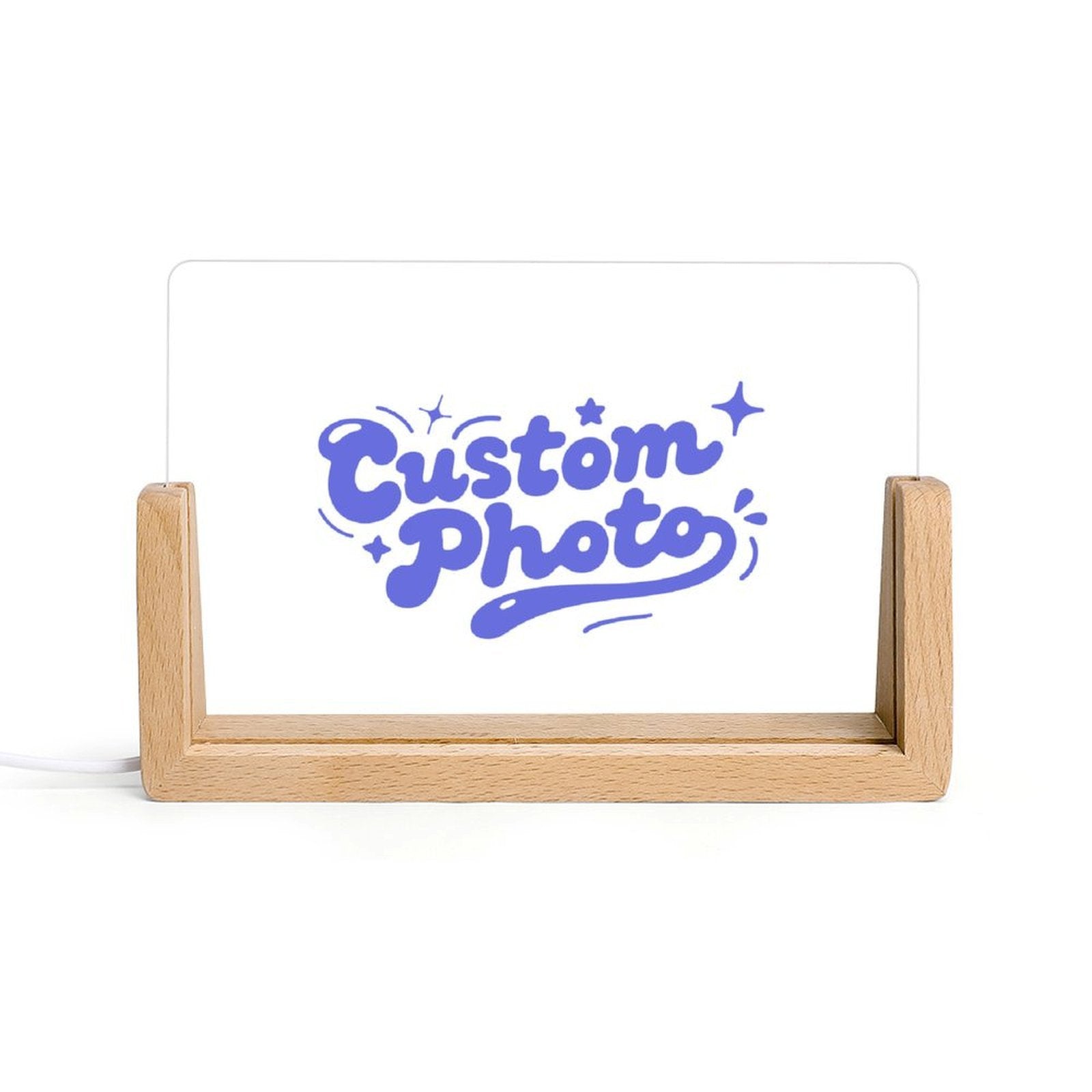 Custom Photo Acrylic Night Light Wood Base Color Changing Personalized Gift
