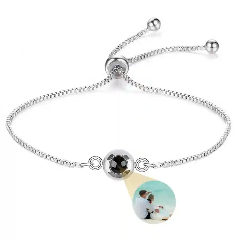 Custom Photo Bracelet Personalized Projection Bracelets with Picture Inside 100 Languages I Love You Stainless Steel Bracelet