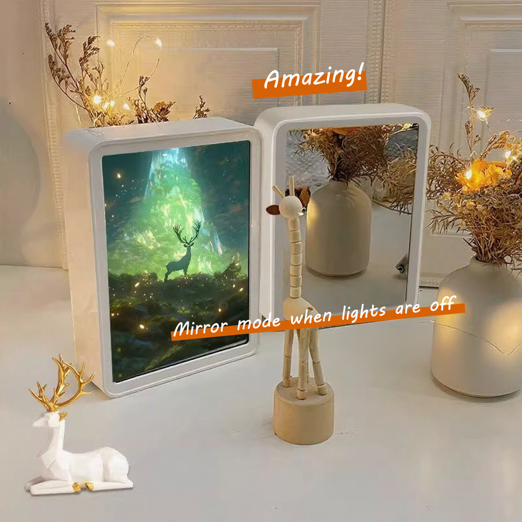 Custom Photo Frame  Personalized Picture Decor with Night Light & Mirror