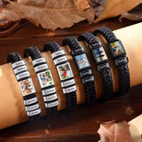 Customized Leather Bracelet Stainless Steel  Engraving Photo and Text  Personalized  Accessories Gifts
