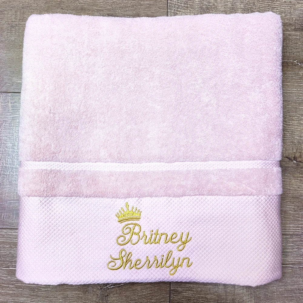 Customized Embroidery Towel Personalized Text Towels Crown with Name 10 Colors