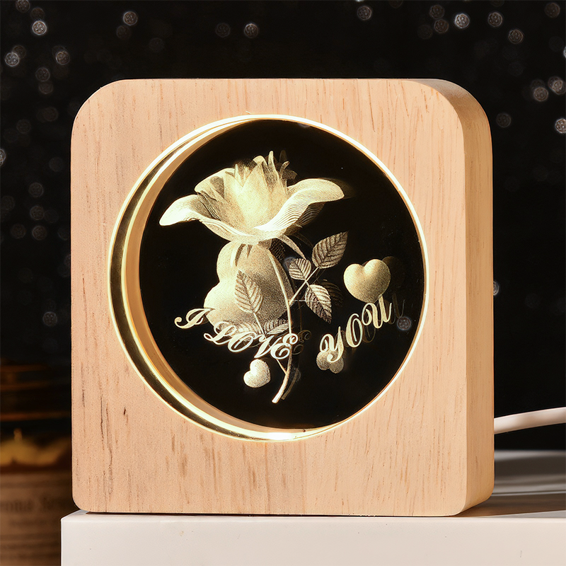 Personalized Crystal Night Light Custom Photo & Text Gift Laser/Print Options
