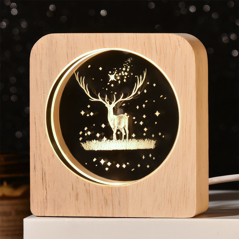 Personalized Crystal Night Light Custom Photo & Text Gift Laser/Print Options