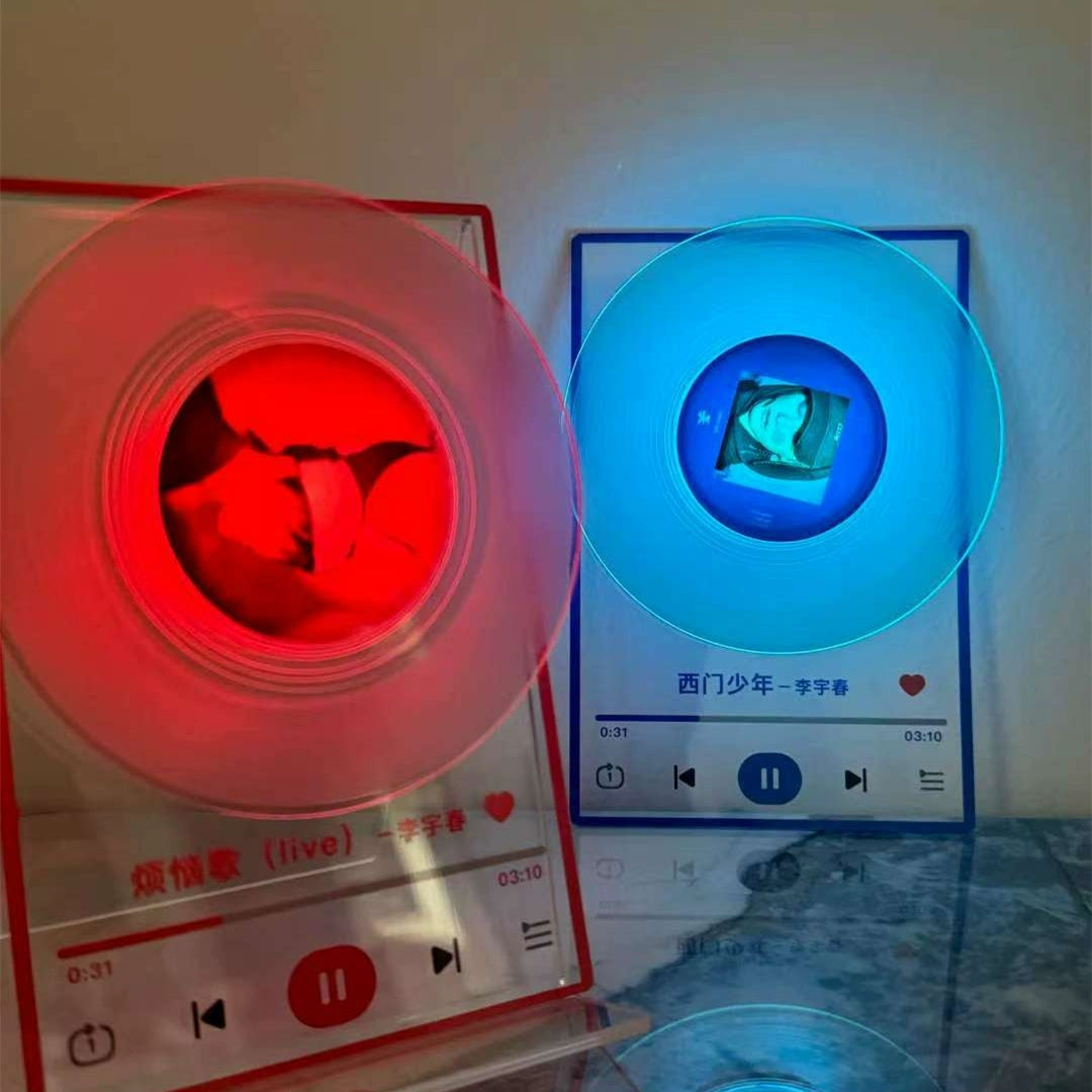 Custom Song Title Luminous Fridge Magnet Personalized Photo Acrylic Rotating Decoration
