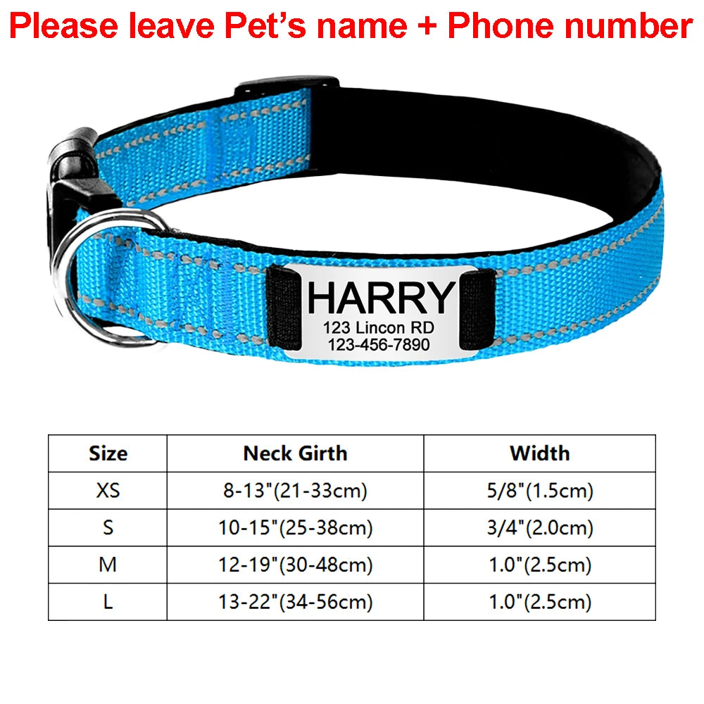 Custom Engraved Dog Collar Personalized Nylon Name ID for Pet