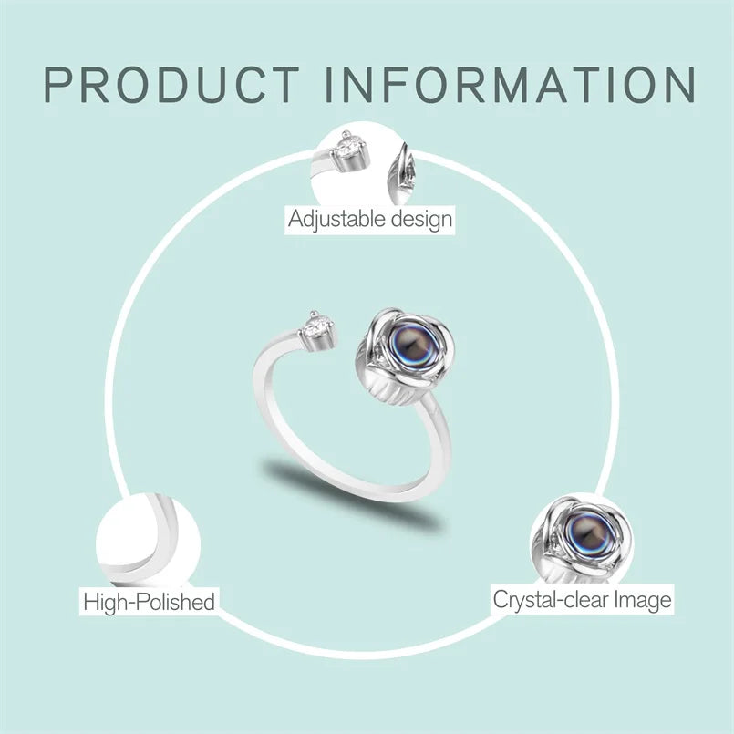 Pesonalized Photo Ring Custom Ring with Picture inside Customized Rings Gifts for Women Valentine's Day Birthday Anniversary