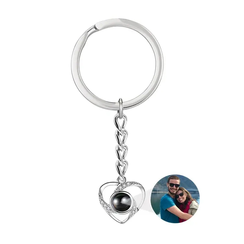 Personalized Photo Projection Keychain Custom Heart Photo Keyring Projection Keychain for Women Anniversary Memorial Gifts