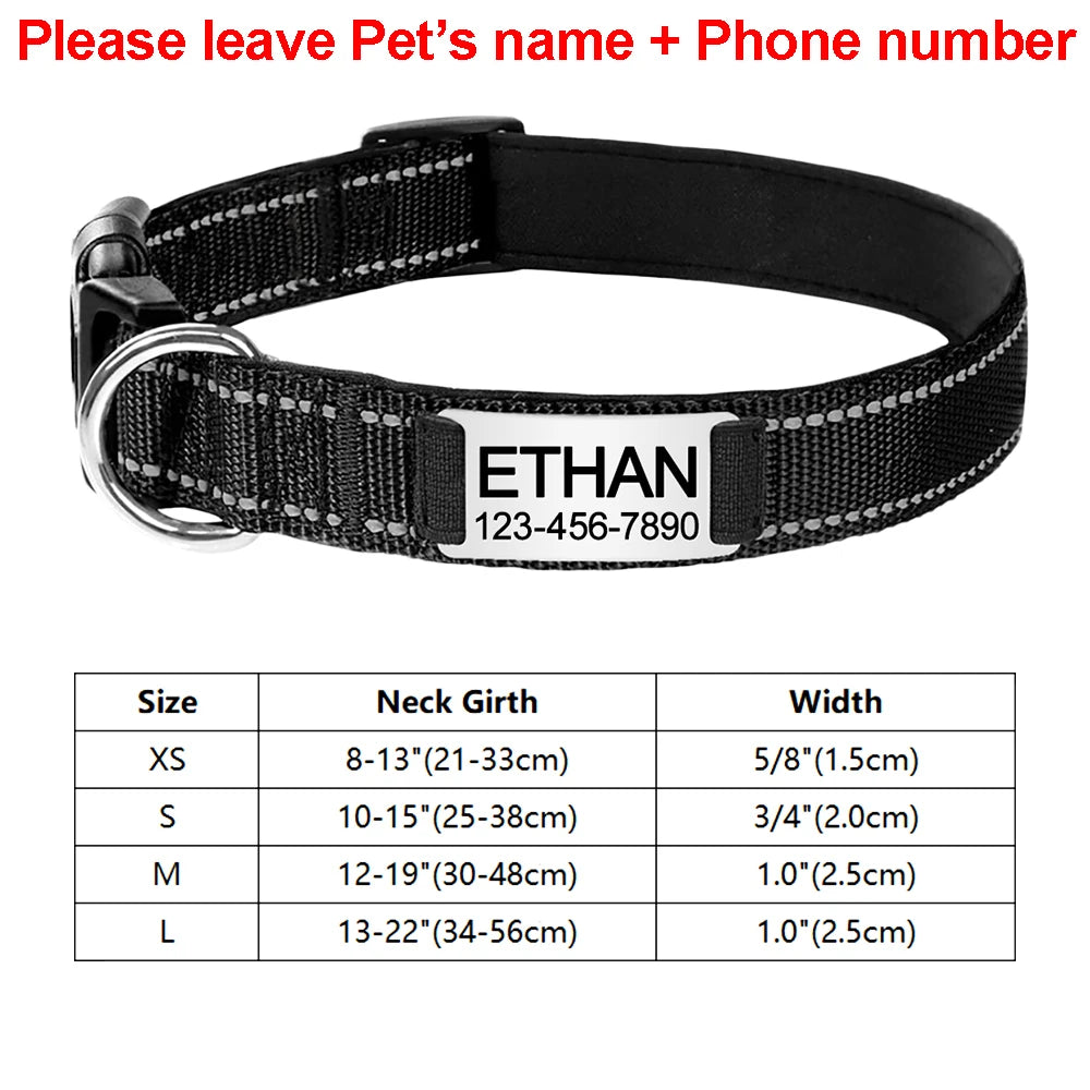 Custom Engraved Dog Collar Personalized Nylon Name ID for Pet
