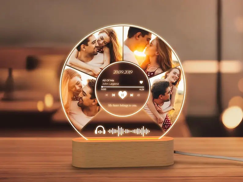 Personalized Acrylic Spotify Music  Custom Photo Plaque with LED Night Light