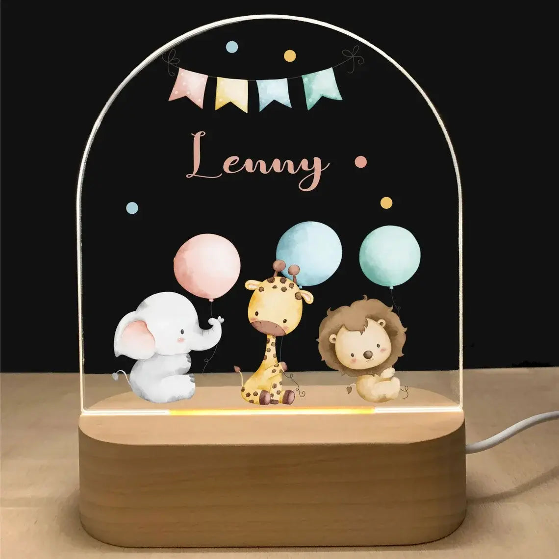 Personalized 3D Children Animal Lamp Custom First Name Night Light For Decoration Gift