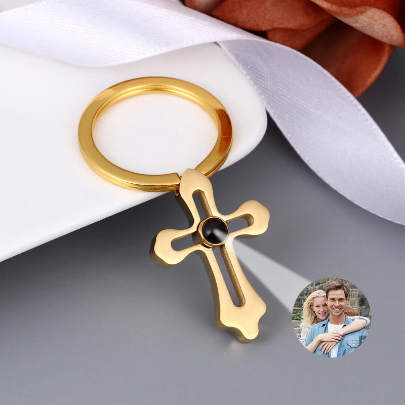 Personalized Photo Projection Keychain Custom Heart Photo Keyring Projection Keychain for Women Anniversary Memorial Gifts