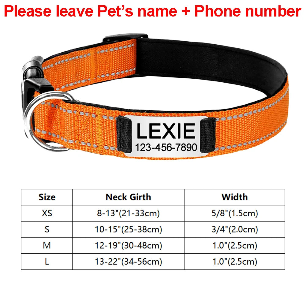Custom Engraved Dog Collar Personalized Nylon Name ID for Pet