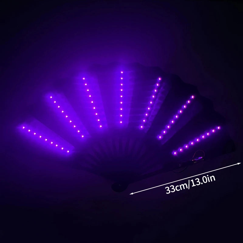 LED Glow Hand Fan Folding Dance Fan for Women