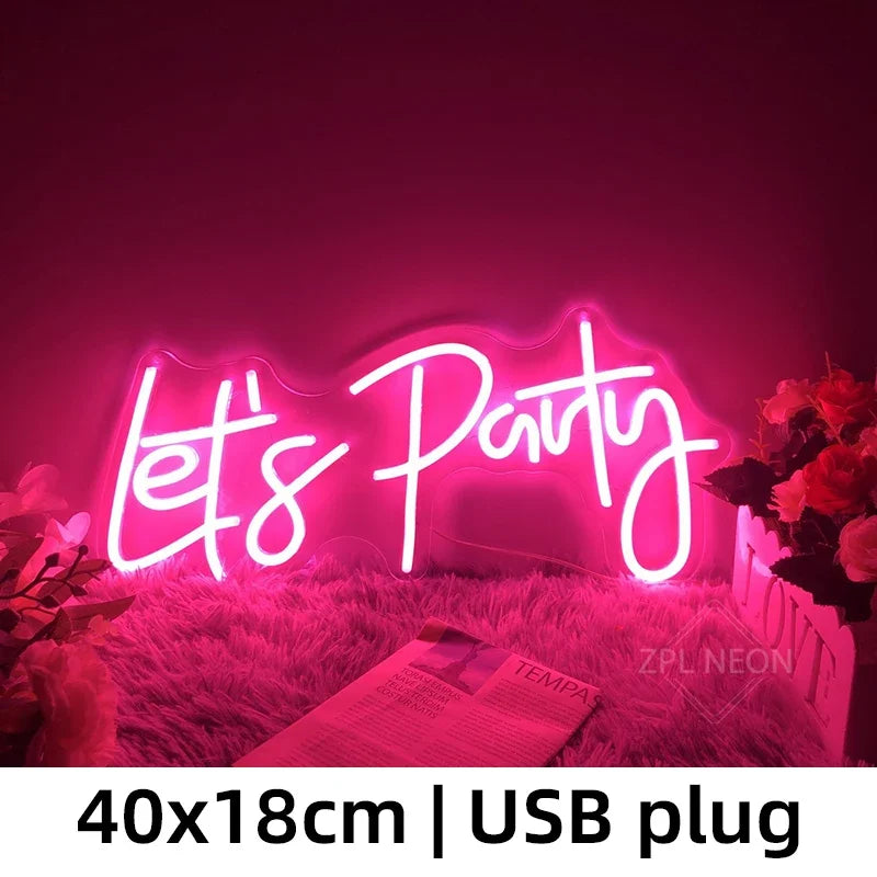 Party LED Neon Sign Lights Decor Wall Art for Room Bar Club HBD Gifts
