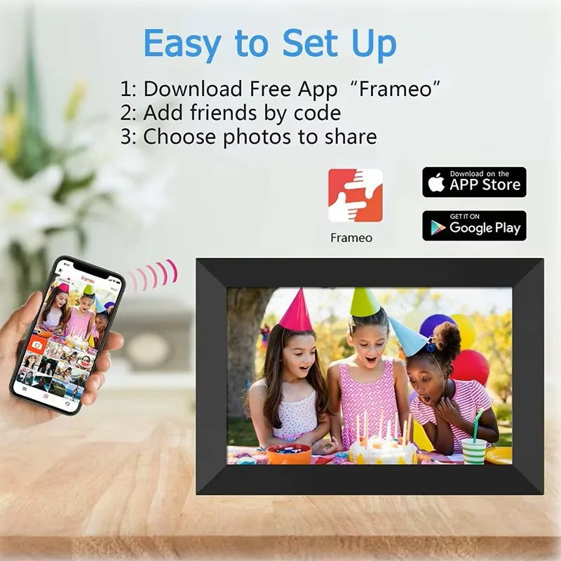 Frameo Digital Picture Frame 10.1 Inch 32GB/64GB Smart WiFi digital photo frame with 1280x800 IPS HD Touch Screen Wall Mountable