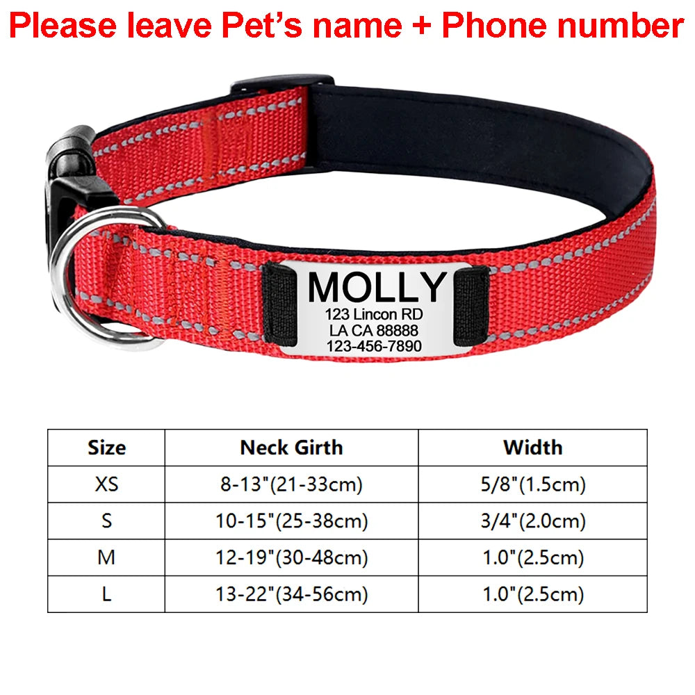 Custom Engraved Dog Collar Personalized Nylon Name ID for Pet