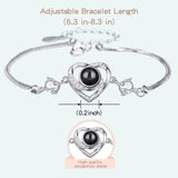 Custom Photo Projection Bracelet Heart Zircona Pendant Stainless Steel Couple DIY Picture Inside Bracelet For Women Jewelry