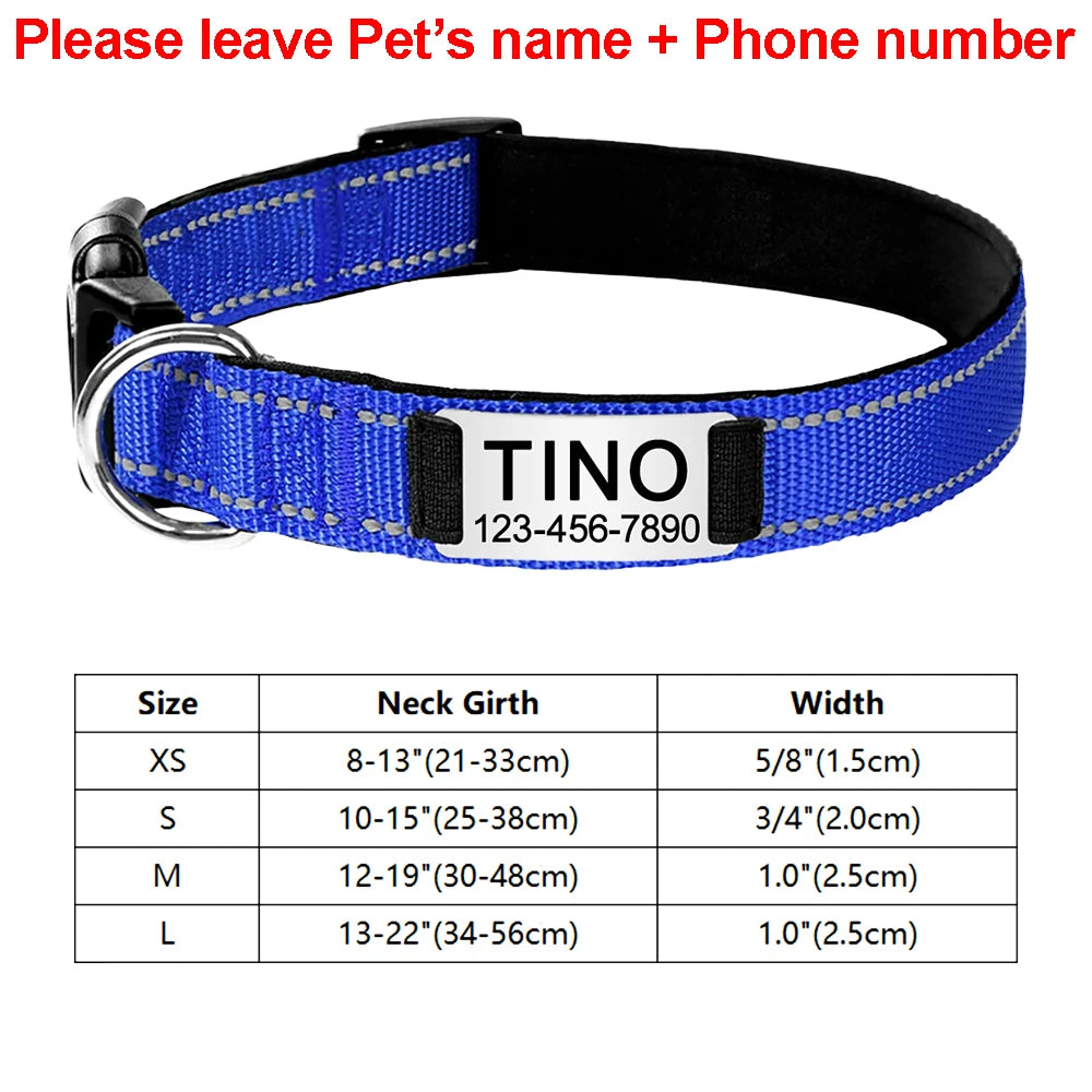 Custom Engraved Dog Collar Personalized Nylon Name ID for Pet