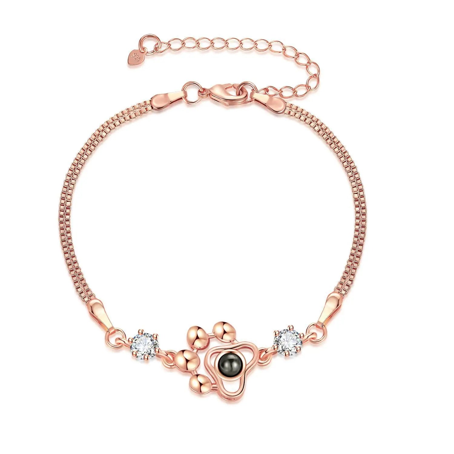 Custom Photo Projection Bracelet Heart Zircona Pendant Stainless Steel Couple DIY Picture Inside Bracelet For Women Jewelry