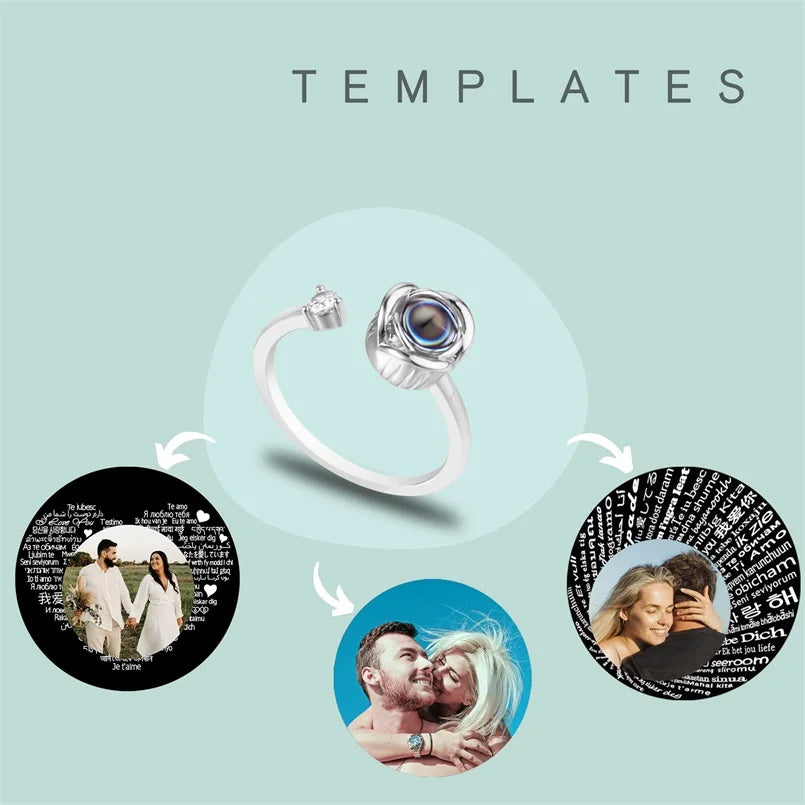 Pesonalized Photo Ring Custom Ring with Picture inside Customized Rings Gifts for Women Valentine's Day Birthday Anniversary