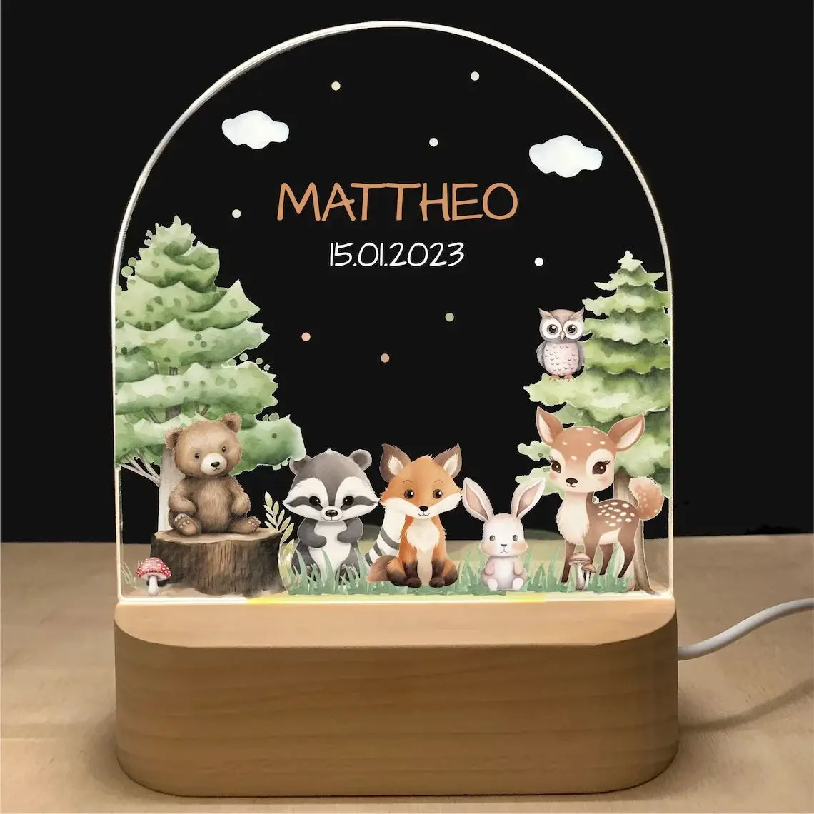 Personalized 3D Children Animal Lamp Custom First Name Night Light For Decoration Gift