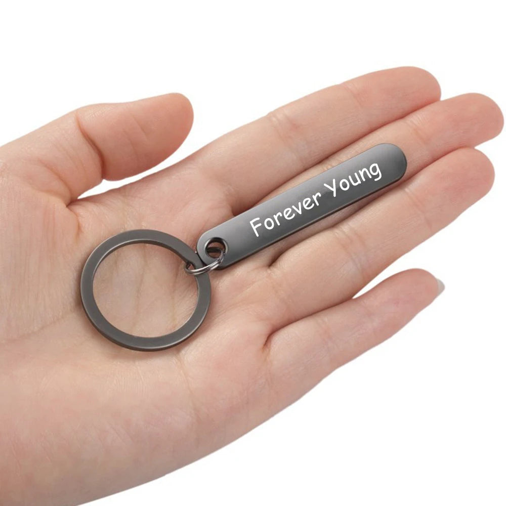 Custom Phone Number Keychains Personalized  Laser Engraving Titanium Bar Keyring Gifts