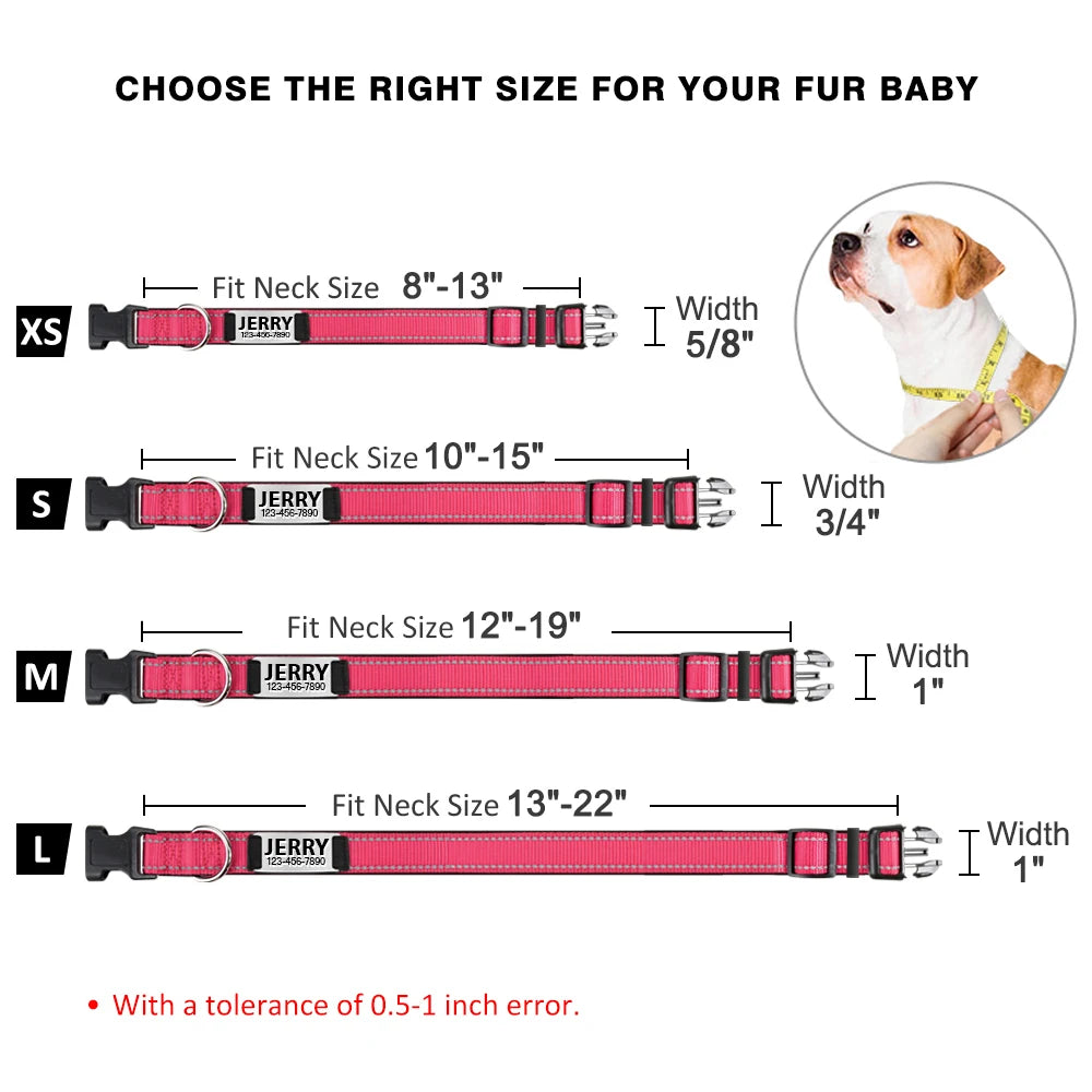 Custom Engraved Dog Collar Personalized Nylon Name ID for Pet