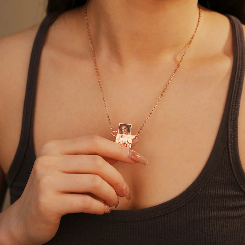 Personalized Camera Photo Locket Necklace Custom Envelope Picture Necklace for Women Mother Pet Birthday Memorial Jewelry Gift