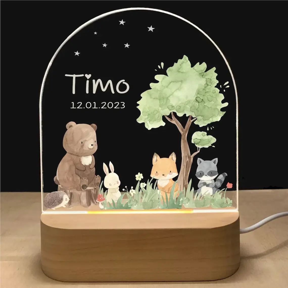 Personalized 3D Children Animal Lamp Custom First Name Night Light For Decoration Gift