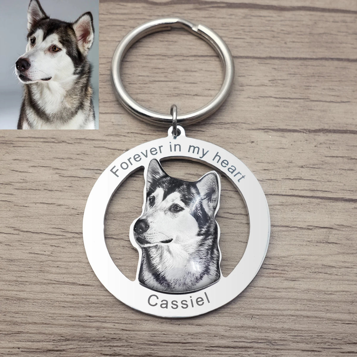 Custom Photo Engraved Keychain Personalised Picture Keyring Personalized Memorial Key Chain Your Dog Pet Portrait Customize Gift
