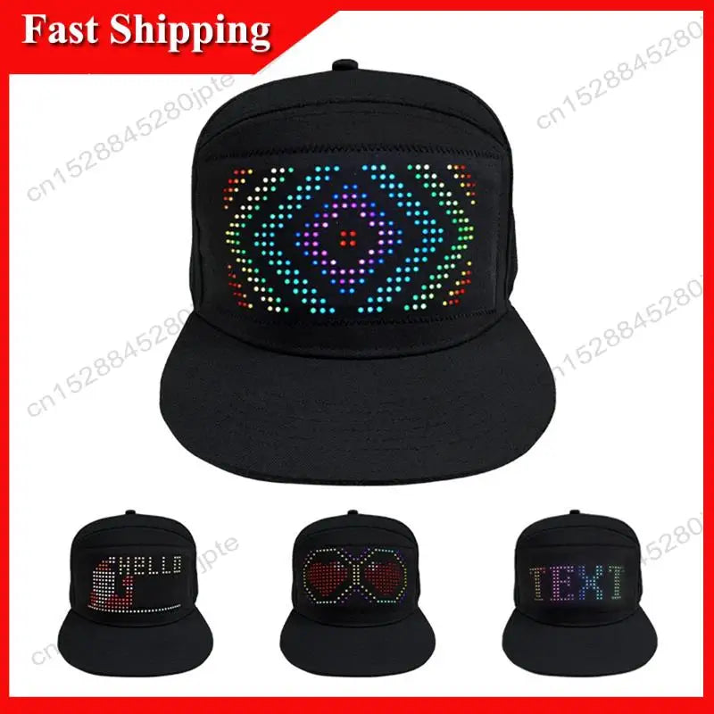 -ABUB Smart Pixel Matrix Baseball Hat LED Hat Light Display Screen Rechargeable DIY APP Control Hip Hop Street Party Decor