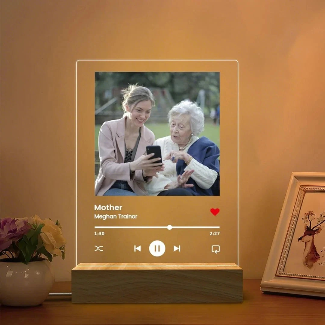 Personalized Acrylic Spotify Music  Custom Photo Plaque with LED Night Light