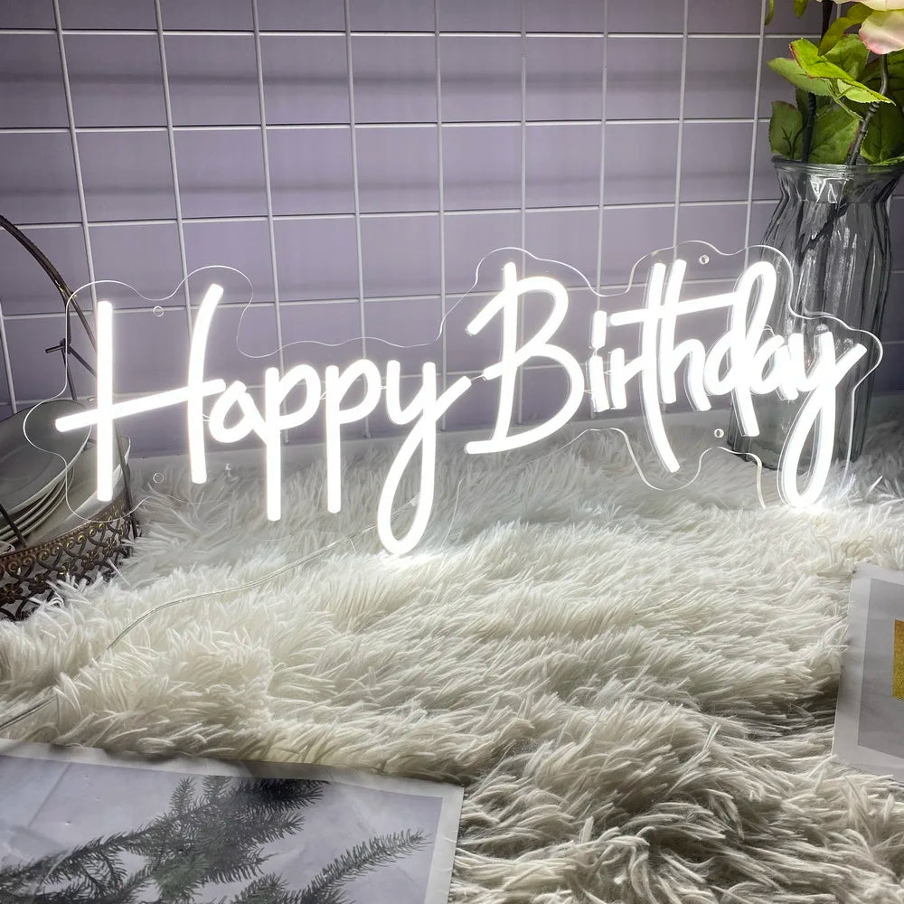 Party LED Neon Sign Lights Decor Wall Art for Room Bar Club HBD Gifts