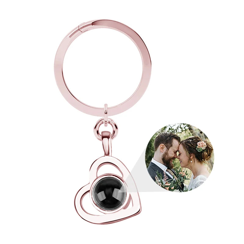 Personalized Photo Projection Keychain Custom Heart Photo Keyring Projection Keychain for Women Anniversary Memorial Gifts