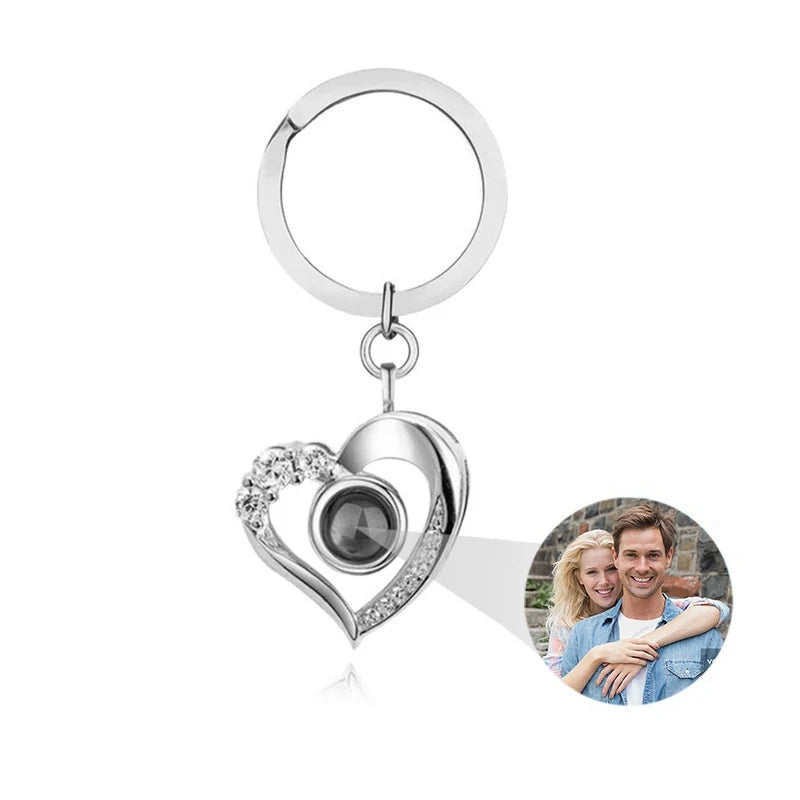 Personalized Photo Projection Keychain Custom Heart Photo Keyring Projection Keychain for Women Anniversary Memorial Gifts
