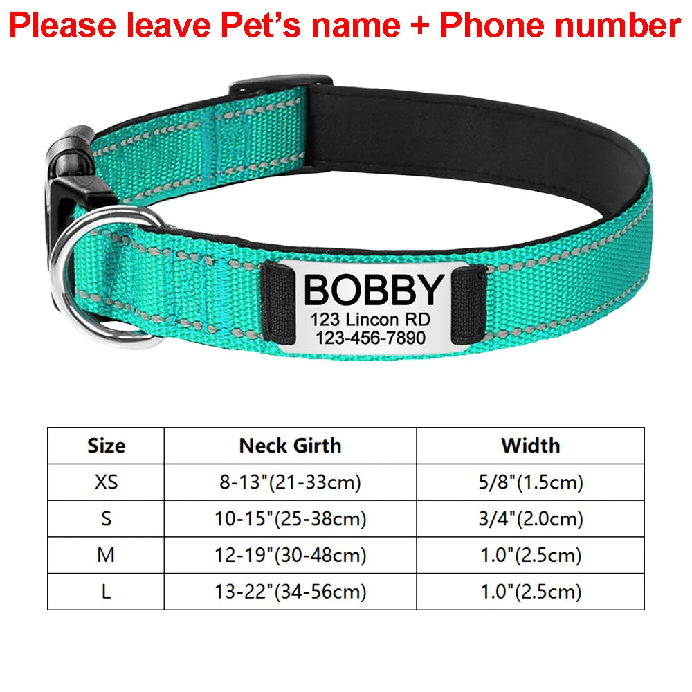 Custom Engraved Dog Collar Personalized Nylon Name ID for Pet