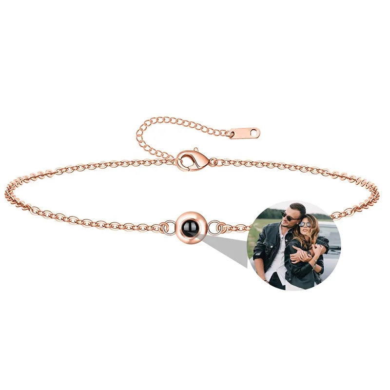 Custom Photo Bracelet Personalized Projection Bracelets with Picture Inside 100 Languages I Love You Stainless Steel Bracelet