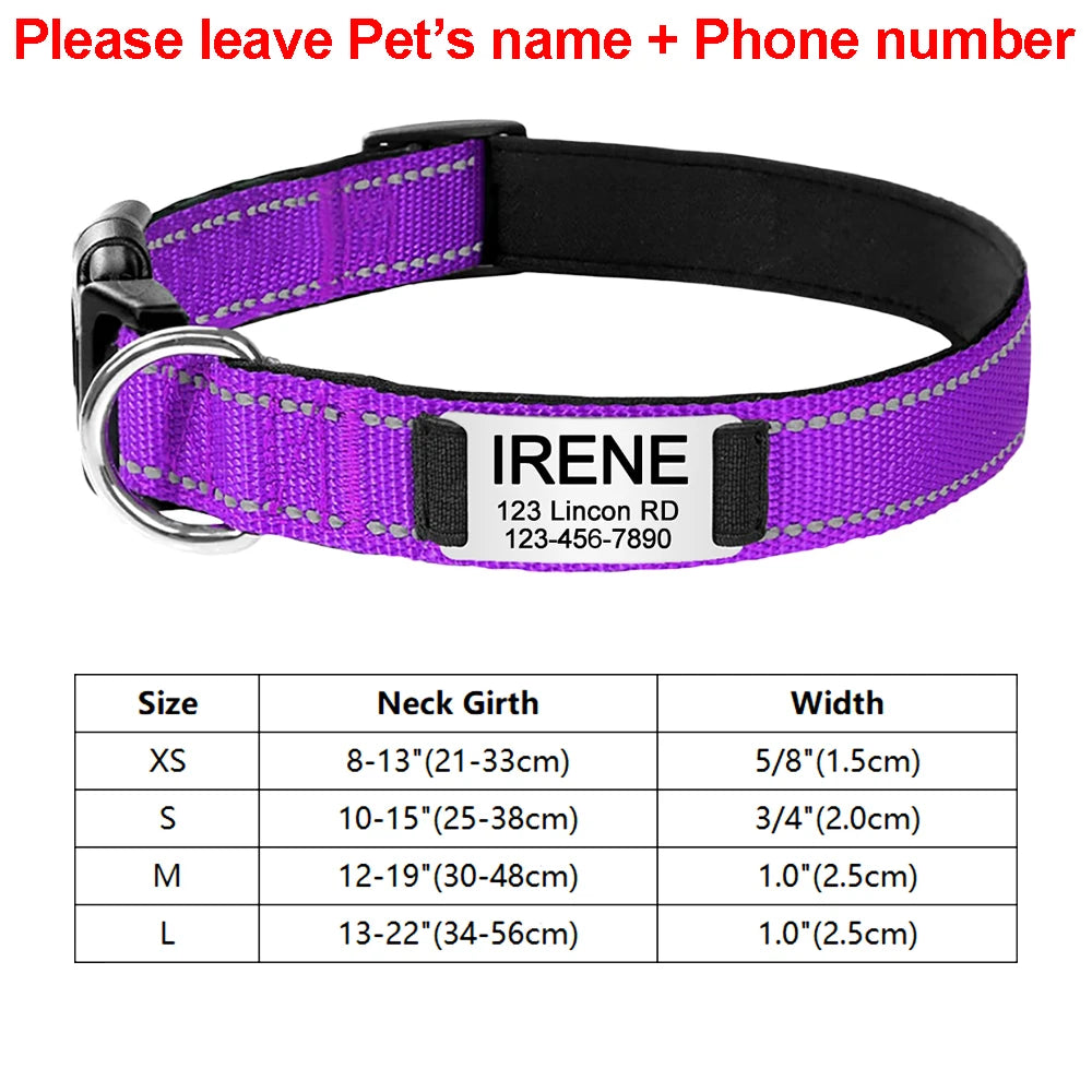 Custom Engraved Dog Collar Personalized Nylon Name ID for Pet
