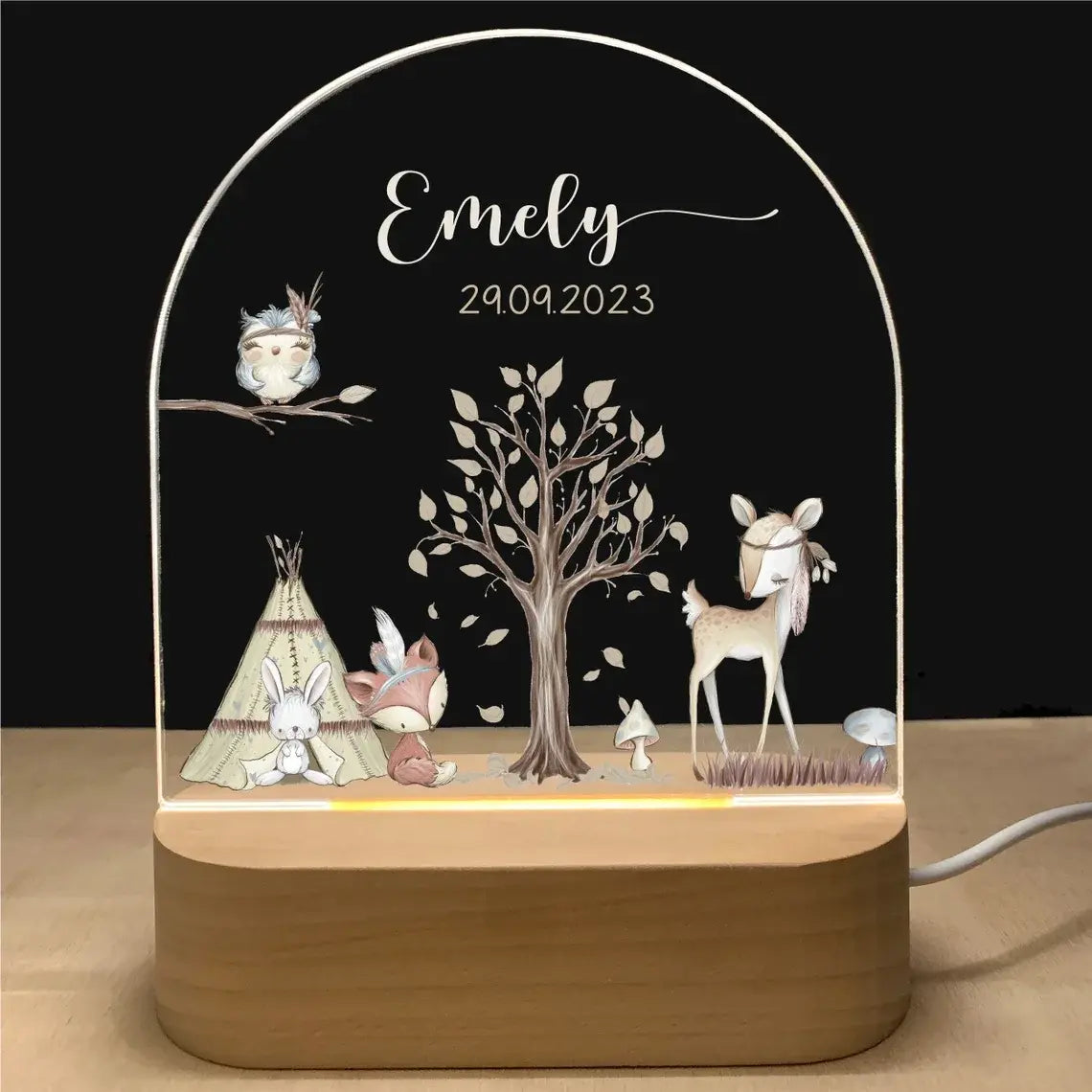 Personalized 3D Children Animal Lamp Custom First Name Night Light For Decoration Gift