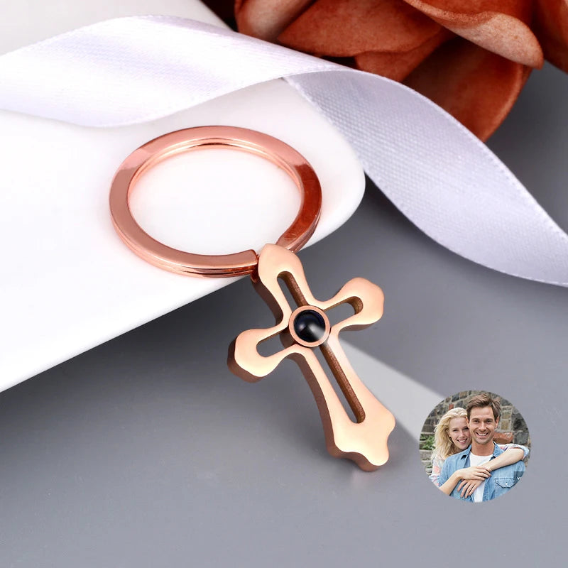 Personalized Photo Projection Keychain Custom Heart Photo Keyring Projection Keychain for Women Anniversary Memorial Gifts