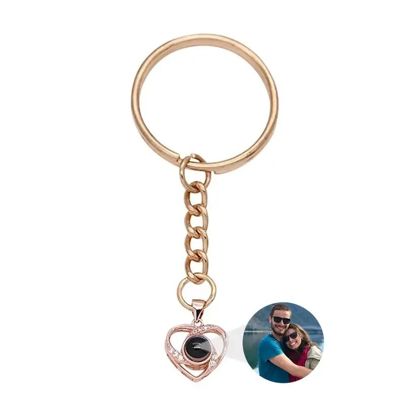 Personalized Photo Projection Keychain Custom Heart Photo Keyring Projection Keychain for Women Anniversary Memorial Gifts