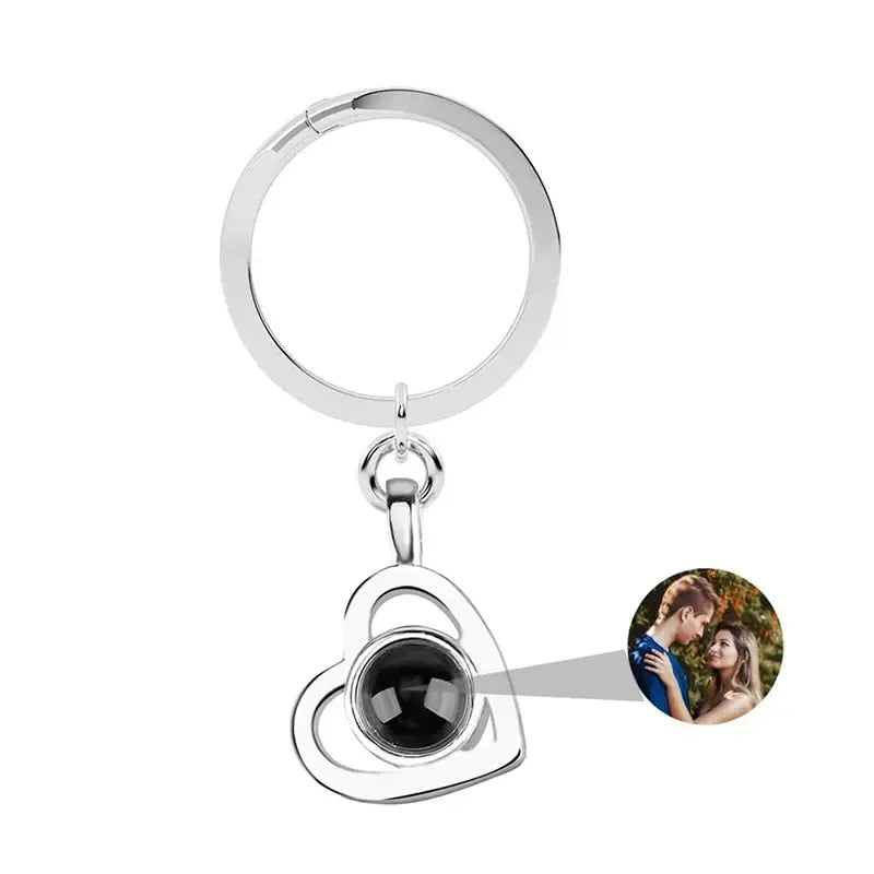 Personalized Photo Projection Keychain Custom Heart Photo Keyring Projection Keychain for Women Anniversary Memorial Gifts